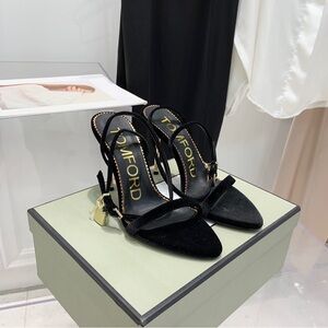 Tom Ford Black Heels with Gold Accents